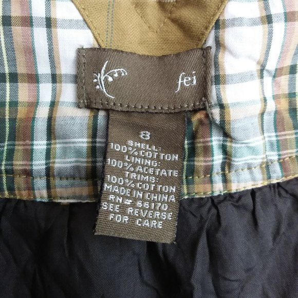 Anthropologie Fei Skirt Twirl Plaid Vintage Twee Preppy Olive Green 8 - Picture 3 of 7